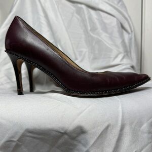 Coach Smith Beadchain Burgundy Maroon Beaded Trim Heels Size 8